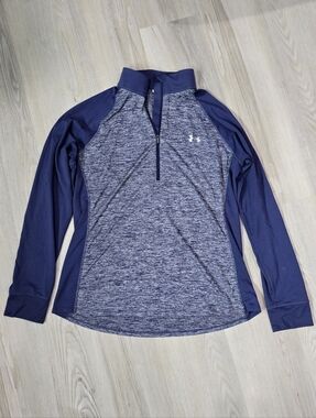 Under Armour Womens Navy Heathered Quarter Zip Top Size XL